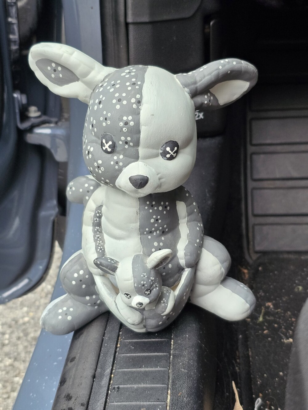 Handmade Ceramic Painted Stuffed Kangaroo Figure Kimple Mold 1985 Vintage